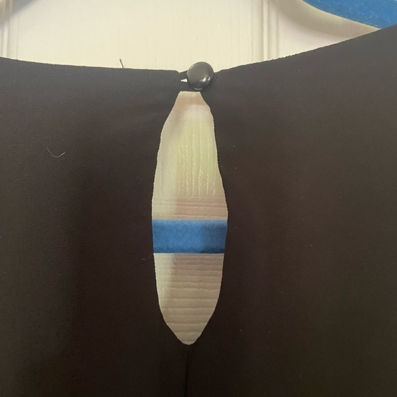 AS U Wish Size L black Embroidered Hem Pleated Front Lined Dress - Picture 8 of 11